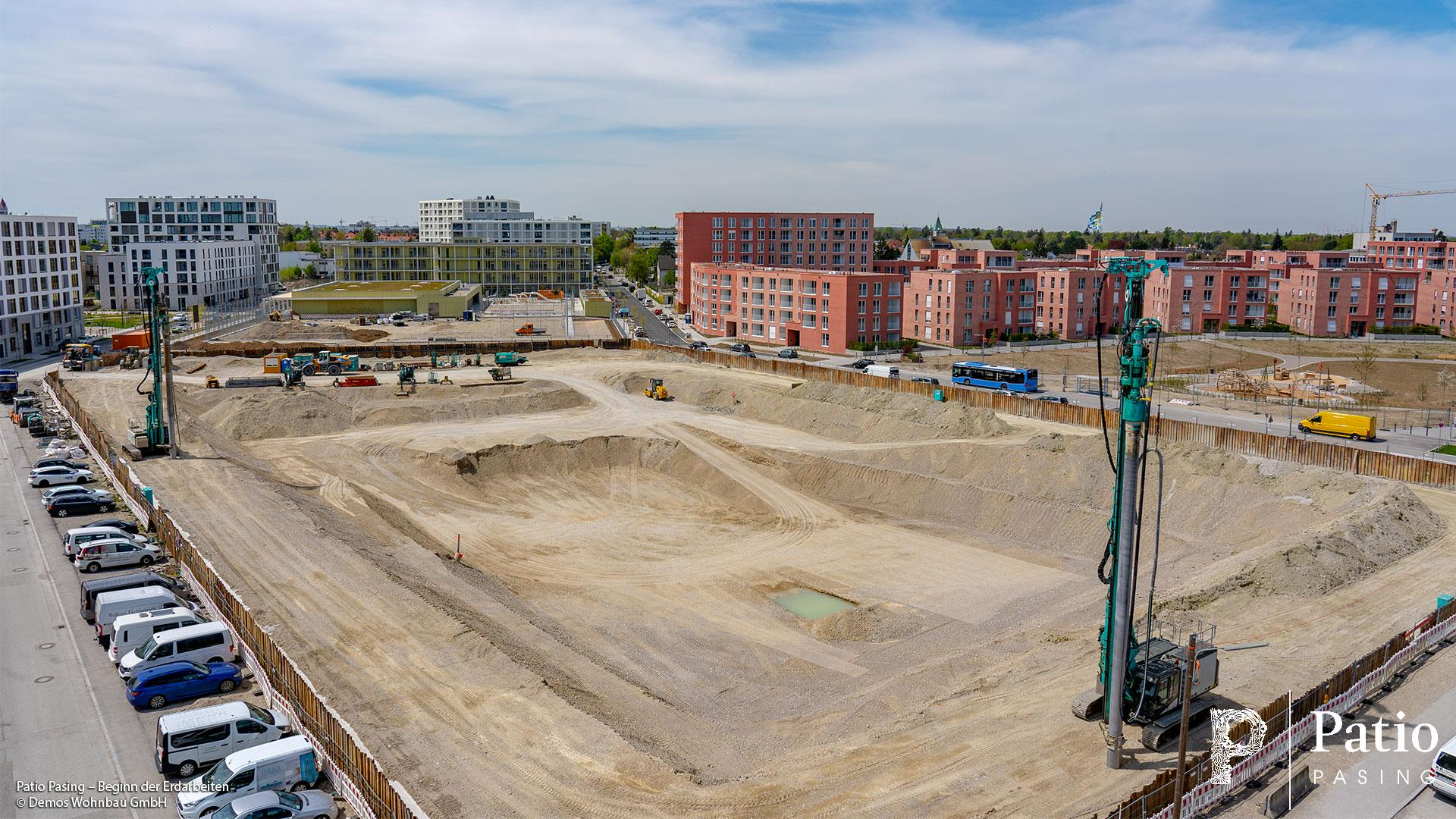 „Patio Pasing“ in Pasing-Obermenzing: Beginn der Erdarbeiten