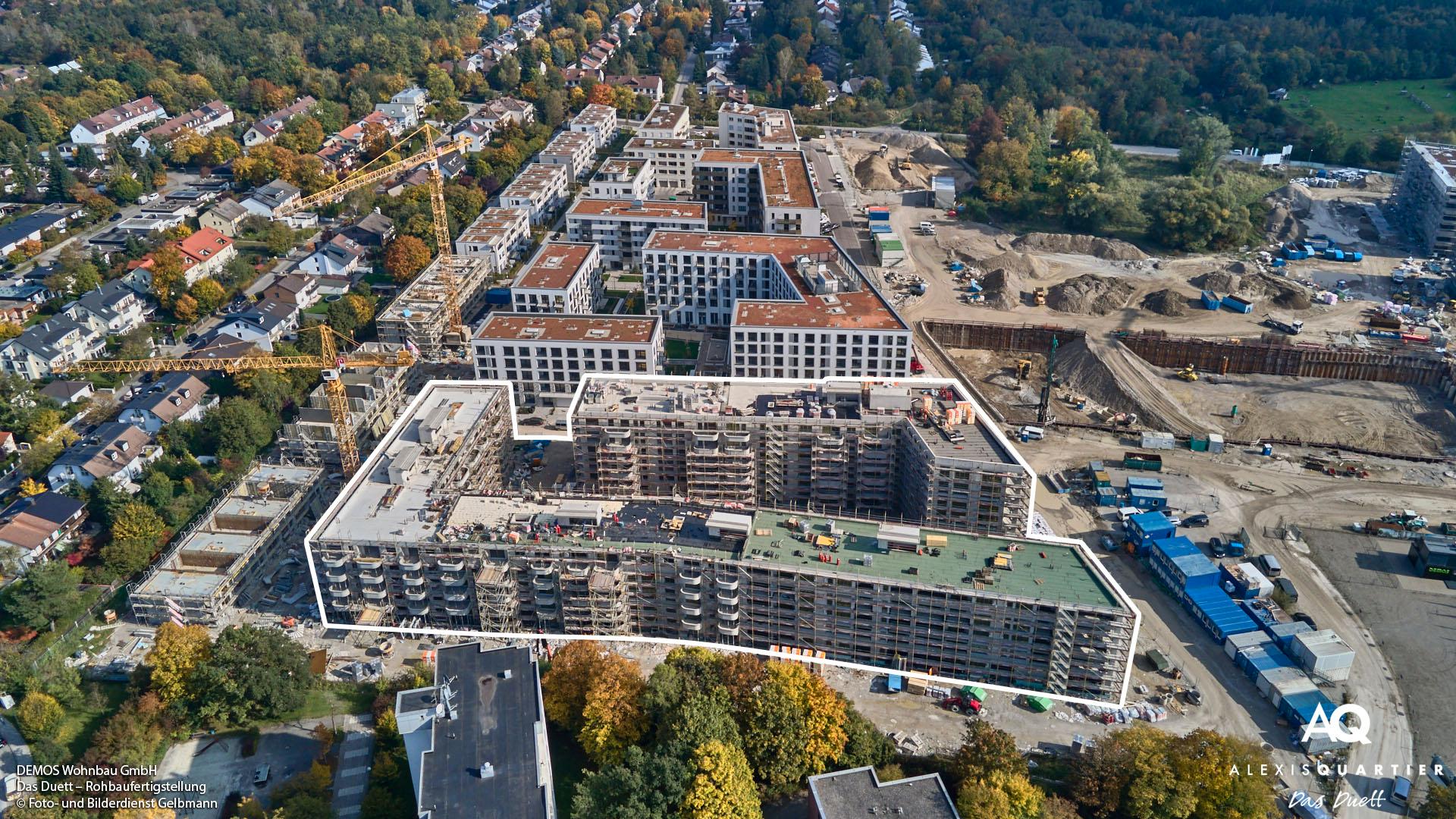 „ALEXISQUARTIER – Das Duett“ in München-Perlach: Rohbaufertigstellung