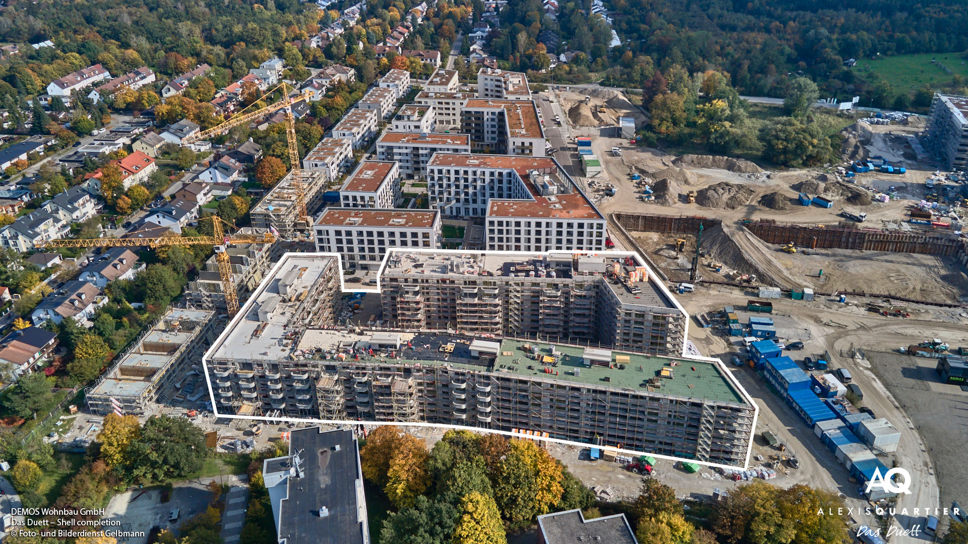 'ALEXISQUARTIER - The Duet' in Munich-Perlach: Completion of the building shell
