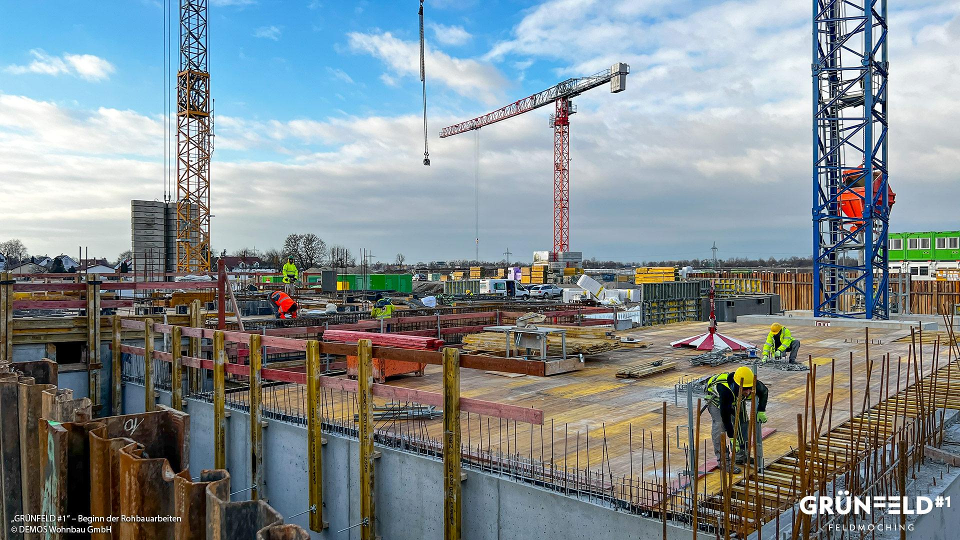 „Grünfeld #1“ in München-Feldmoching: Beginn der Rohbauarbeiten