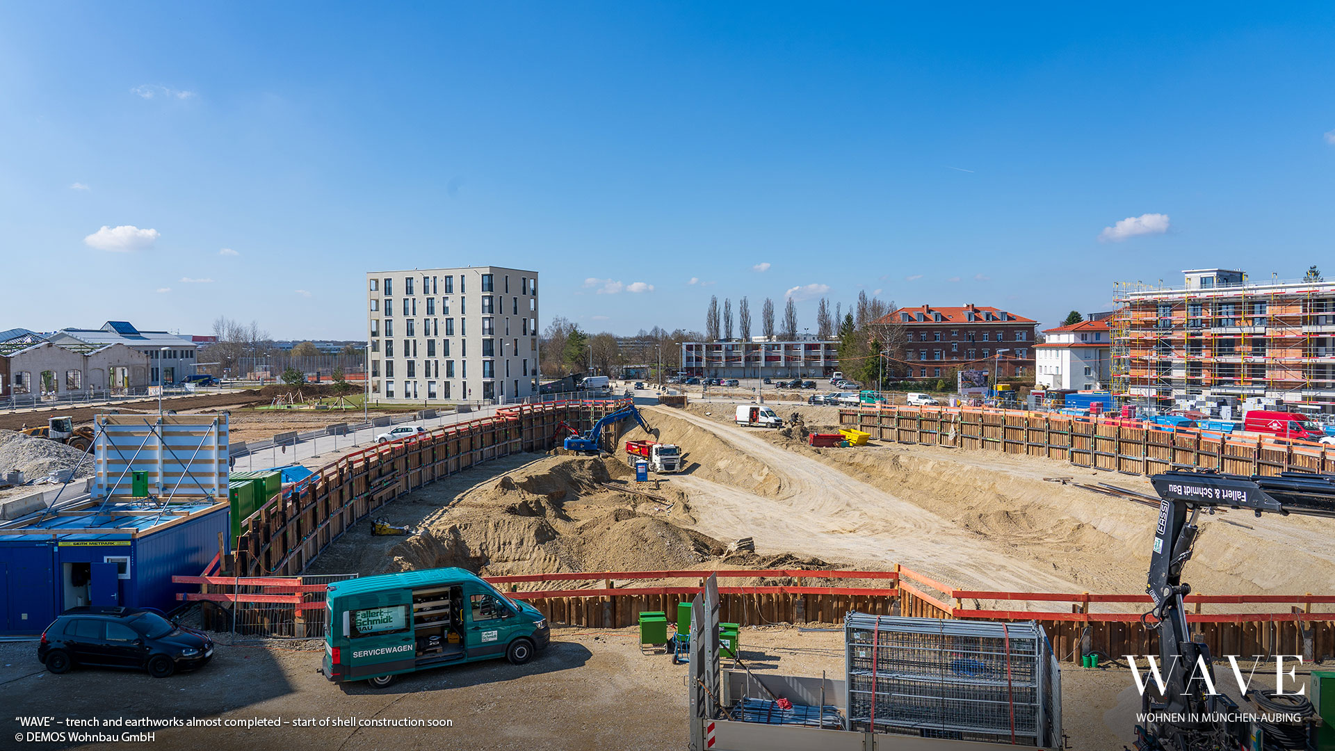 'WAVE' in Munich-Aubing: Shoring and earthworks will soon be completed-carcass work to begin shortly