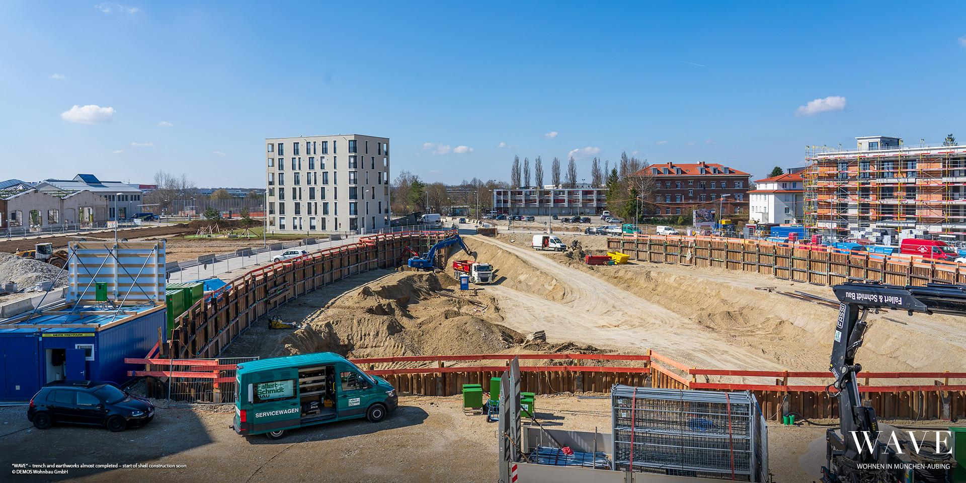 'WAVE' in Munich-Aubing: Shoring and earthworks will soon be completed-carcass work to begin shortly