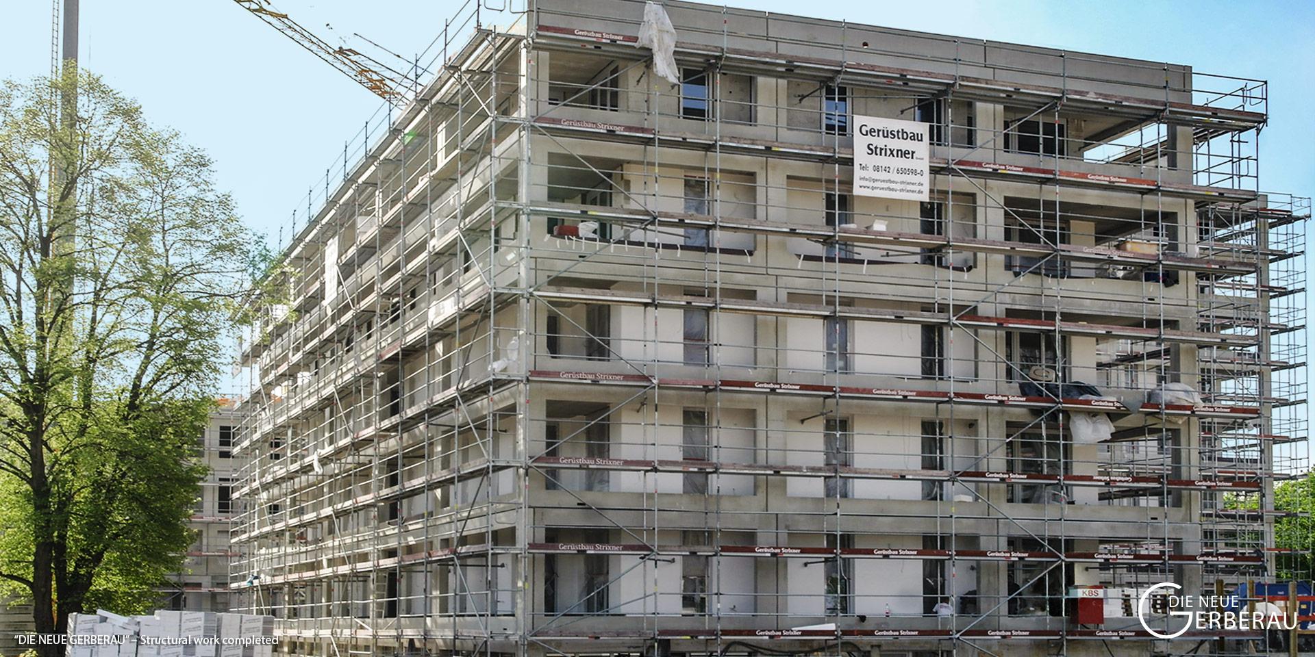 “DIE NEUE GERBERAU“ in Munich-Allach: Structural work completed