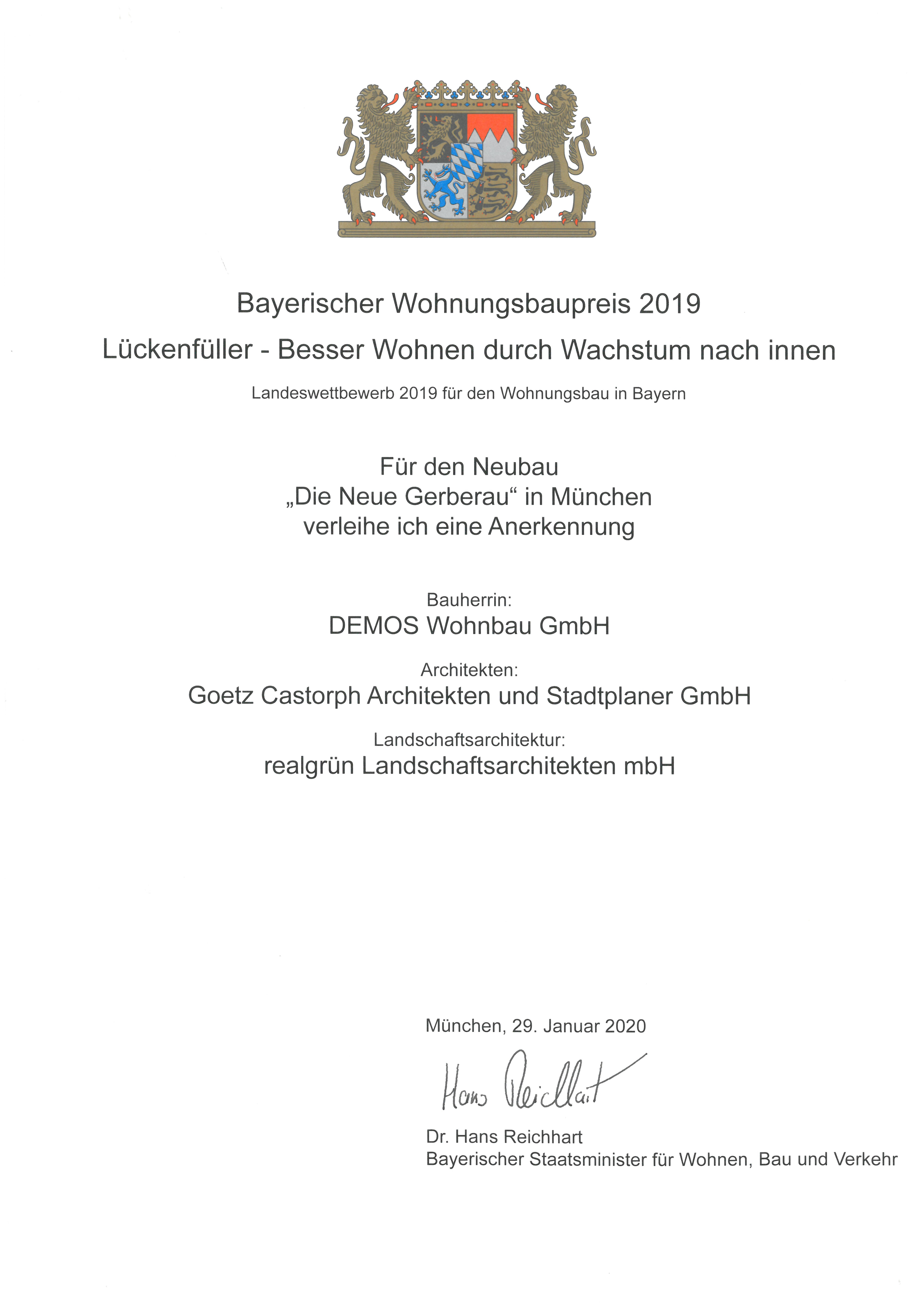 Bayerischer Wohnungsbaupreis 2019