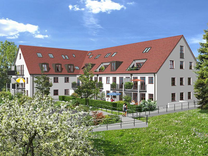 Immobilie Obermenzing Betzenweg - Illustration Häuser 3 und 4, Gartenansicht