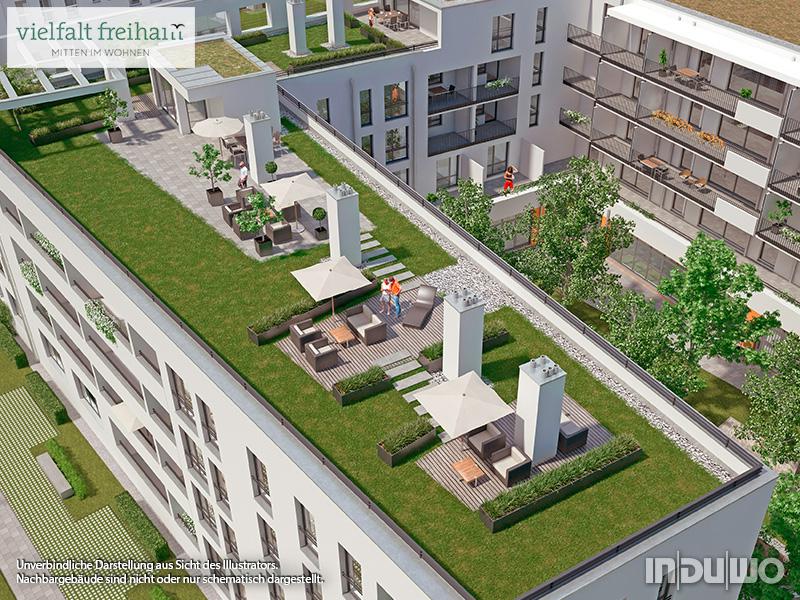 Immobilie Vielfalt Freiham - Illustration Gemeinschaftsdachterrasse