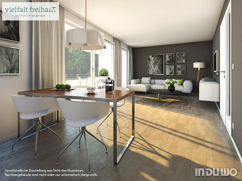 Immobilie Vielfalt Freiham - Beispielillustration Wohnzimmer