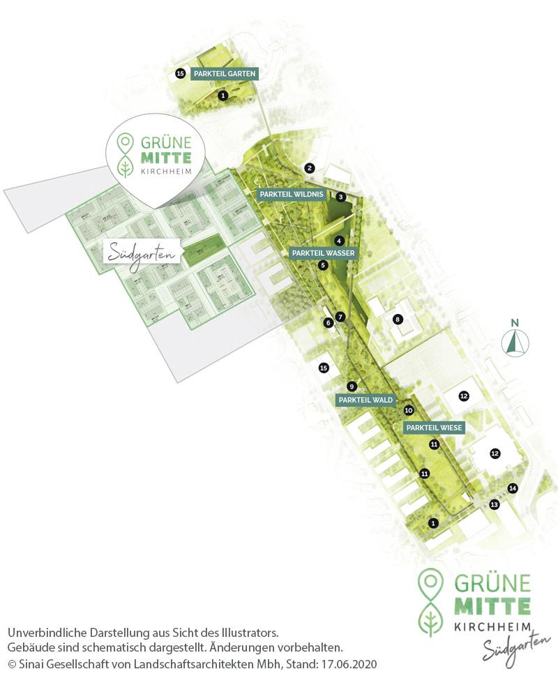 Immobilie Grüne Mitte Kirchheim - Suedgarten - Gesamtlageplan