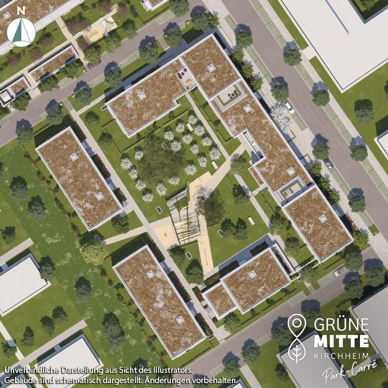 Eigentumswohnungen Kirchheim bei München: Grüne Mitte Kirchheim - Park-Carré - Lageplan