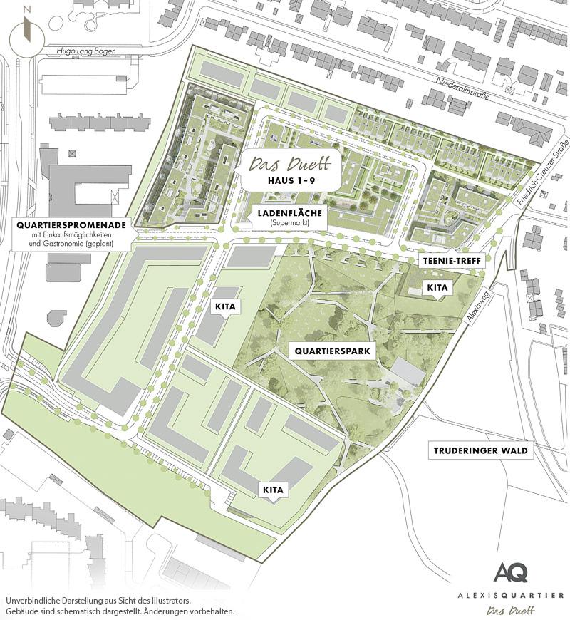 Immobilie Alexisquartier - Das Duett - Gesamtlageplan