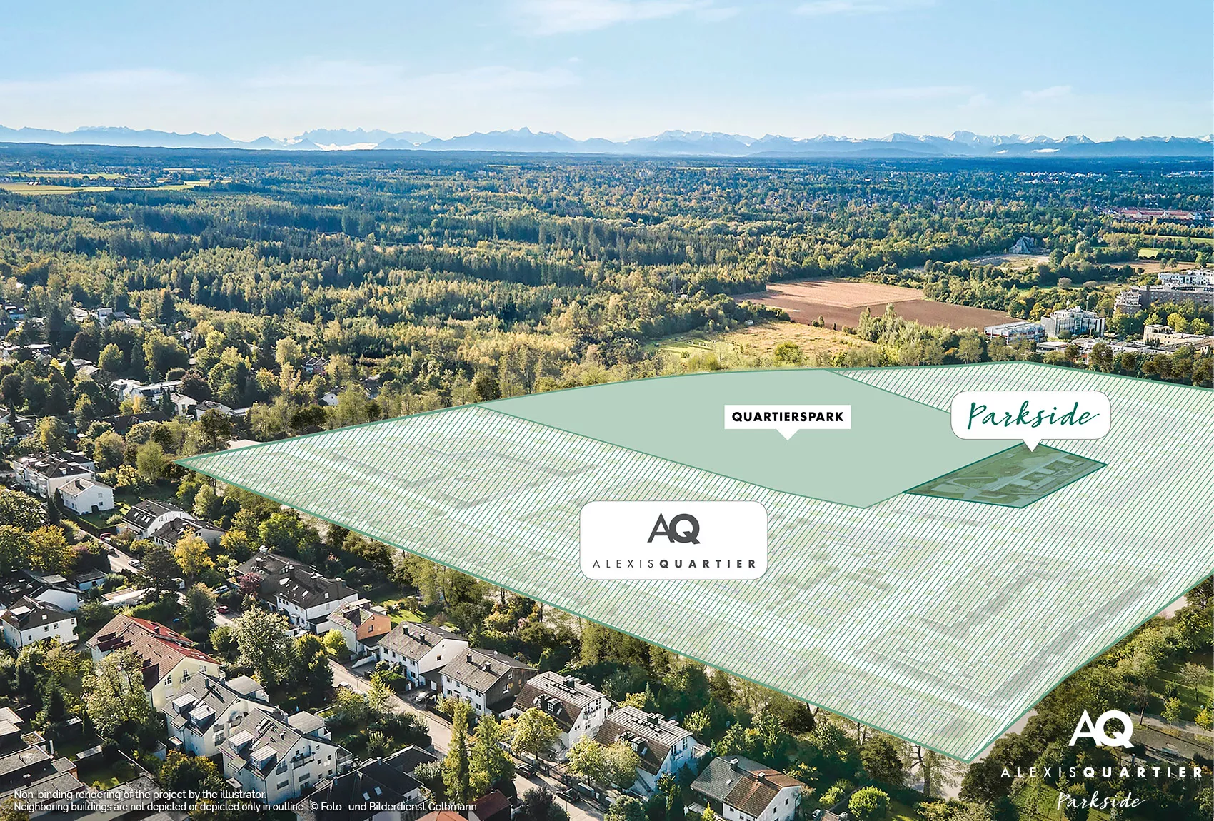 Munich-Perlach: Alexisquartier-Parkside - Air view Munich-Perlach: Alexisquartier-Parkside - Air view