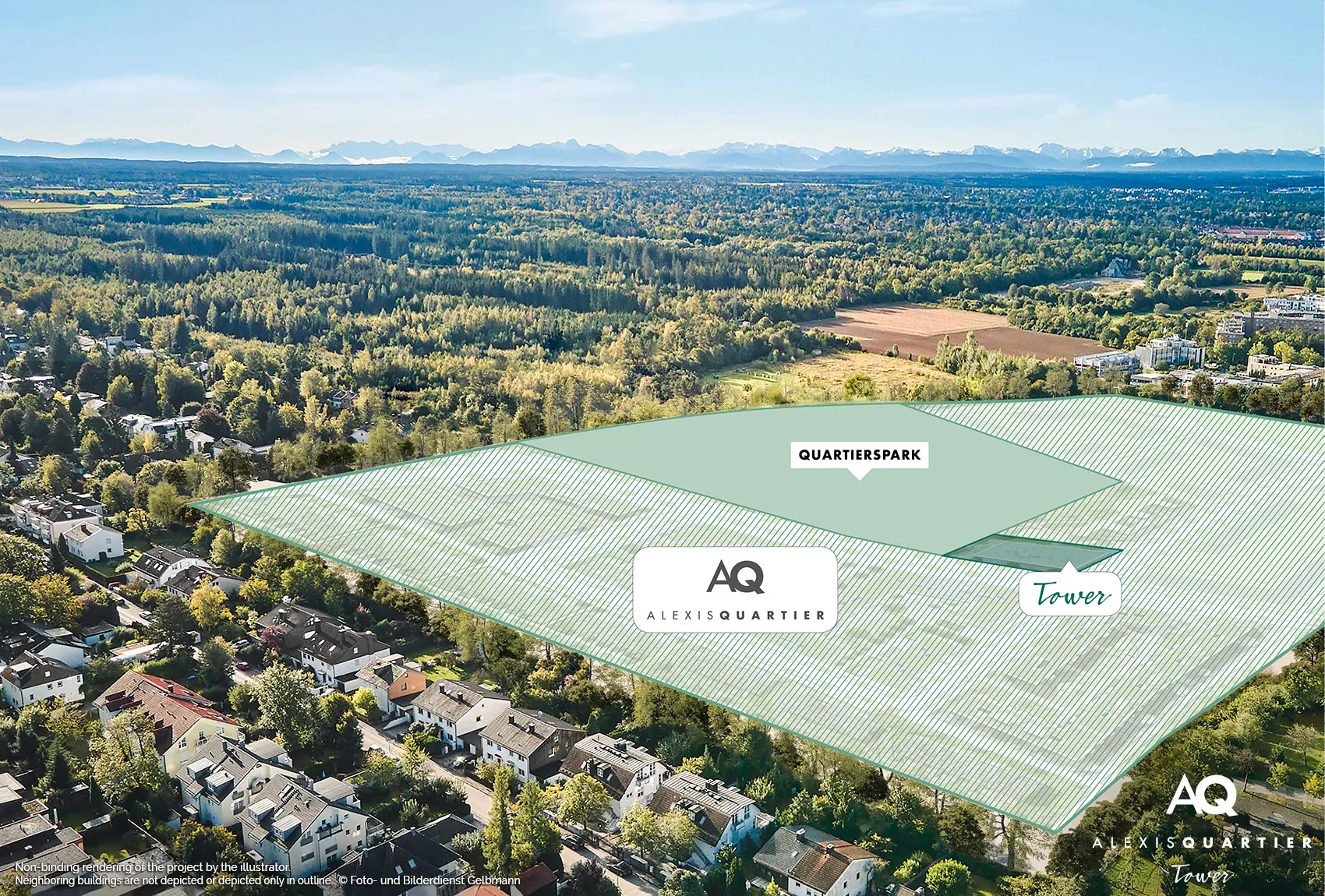 Property Munich-Perlach: Alexisquartier - Tower - Air view Property Munich-Perlach: Alexisquartier - Tower - Air view