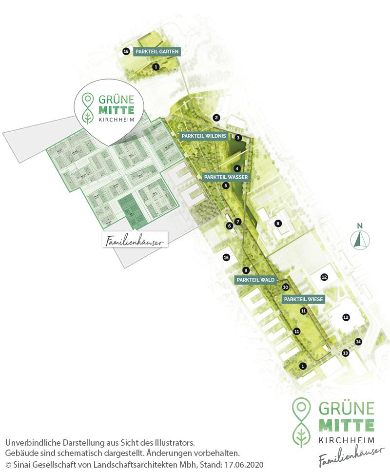 Immobilie Grüne Mitte Kirchheim-Familienhäuser - Gesamtlageplan Immobilie Grüne Mitte Kirchheim-Familienhäuser - Gesamtlageplan