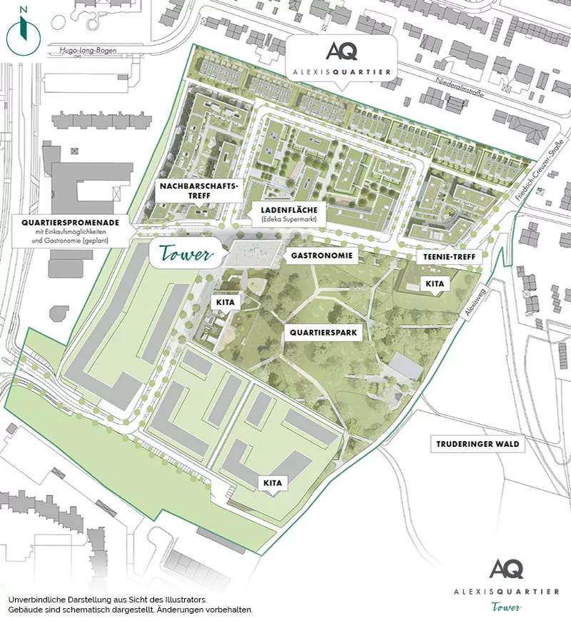 Immobilie München-Perlach: Alexisquartier - Tower - Gesamtlageplan