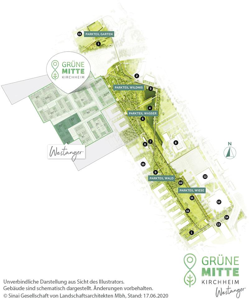 Immobilie Grüne Mitte Kirchheim - Westanger - Häuser - Gesamtlageplan