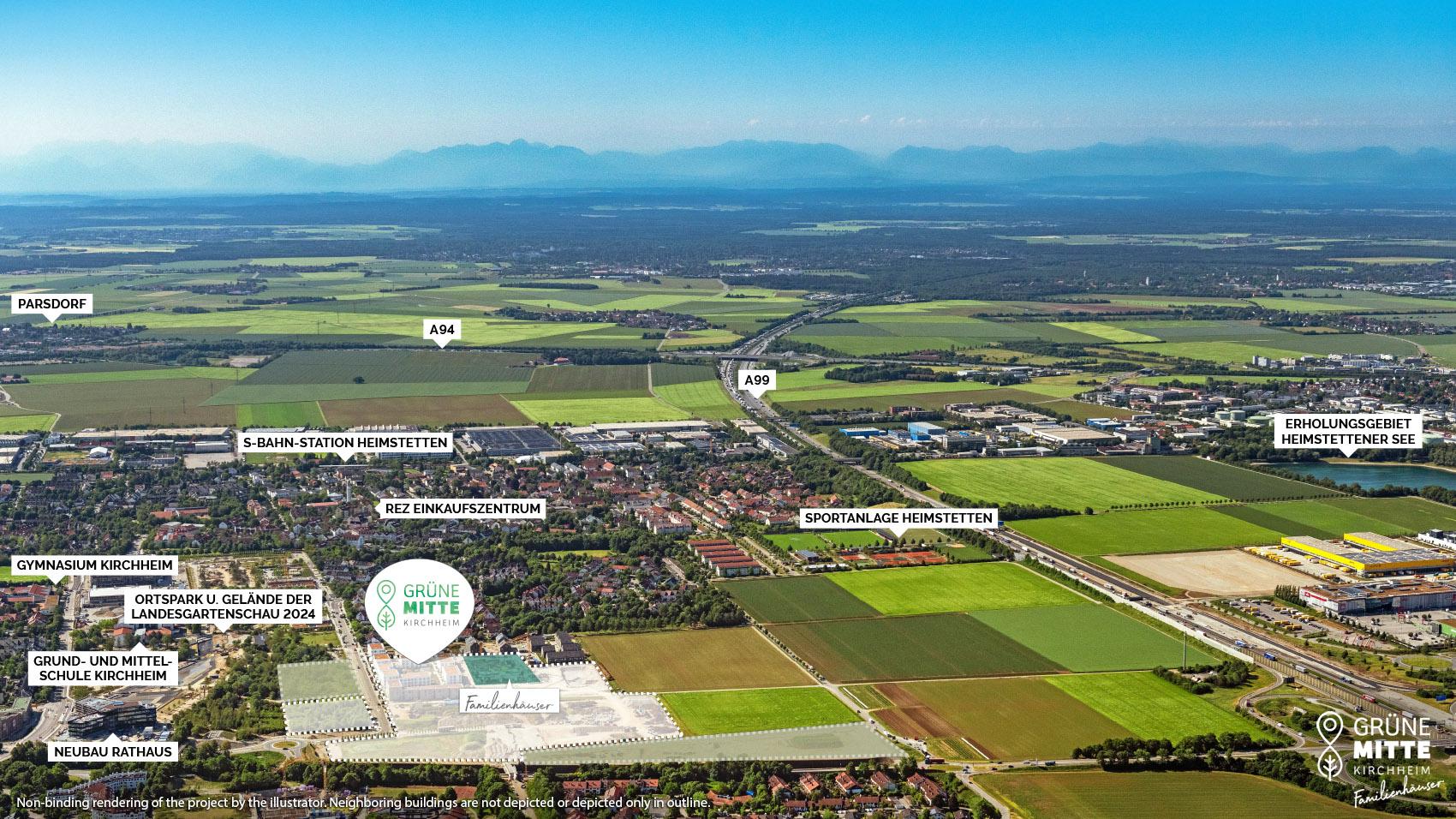 property Grüne Mitte Kirchheim-Familienhäuser - air view property Grüne Mitte Kirchheim-Familienhäuser - air view