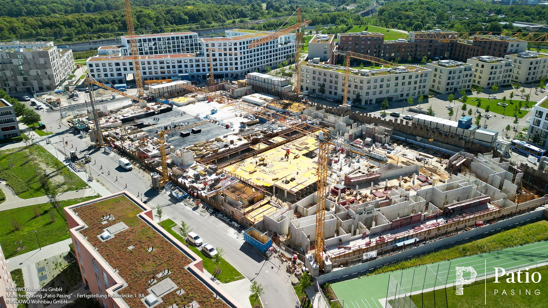 'Patio Pasing' in München-Pasing: Fertigstellung Kellerdecke 1. Bauabschnitt