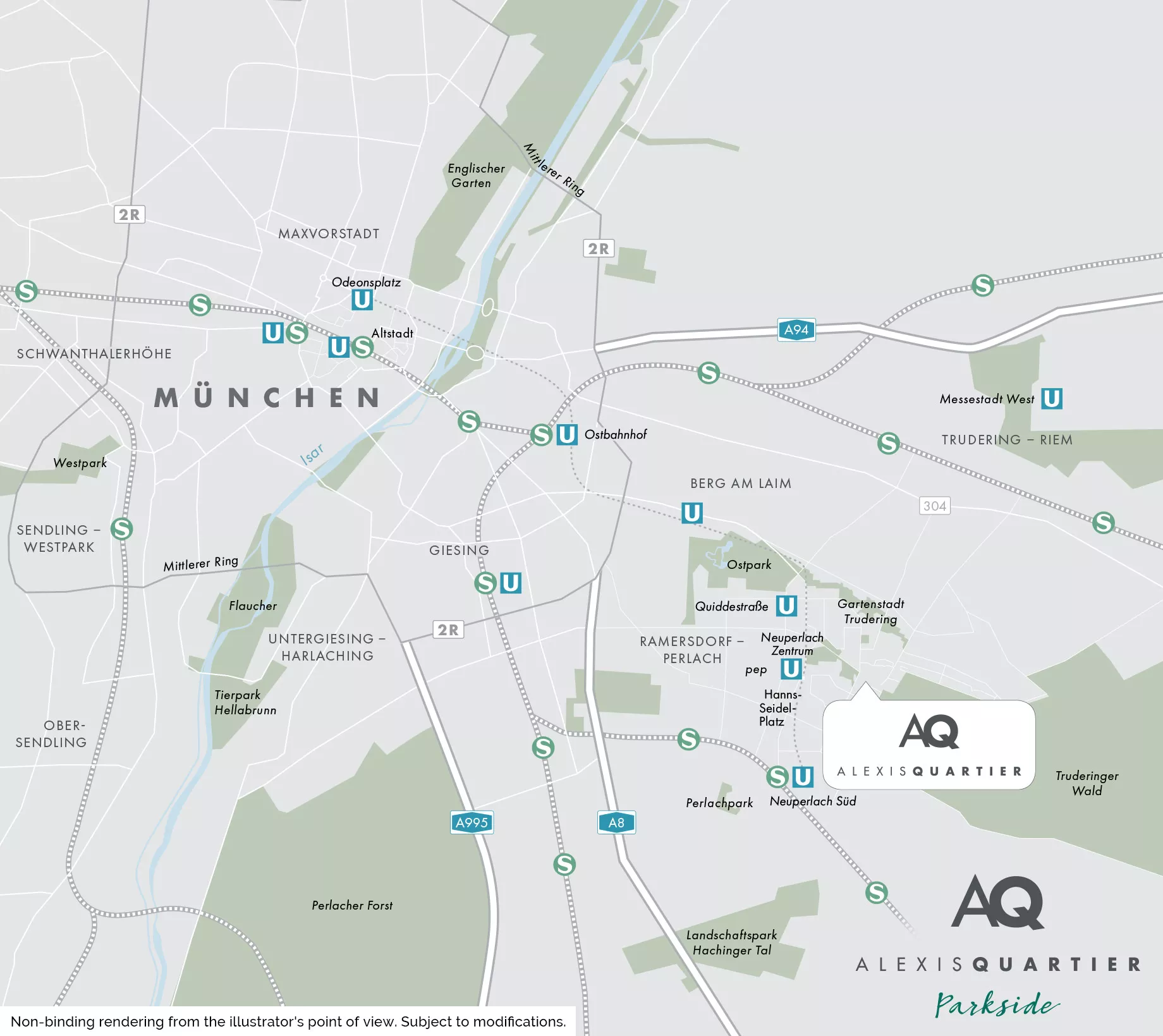 Property Munich-Perlach: Alexisquartier-Parkside - City map 1 Property Munich-Perlach: Alexisquartier-Parkside - City map 1