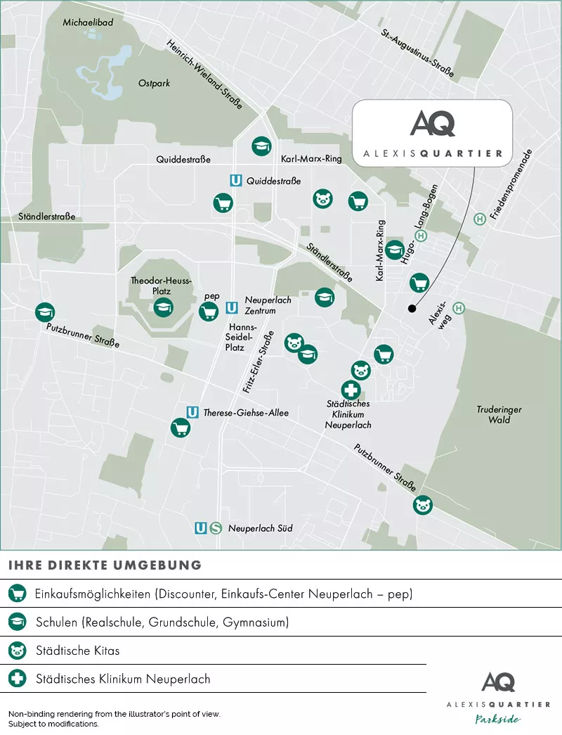 Munich-Perlach: Alexisquartier-Parkside - City map 2 Munich-Perlach: Alexisquartier-Parkside - City map 2