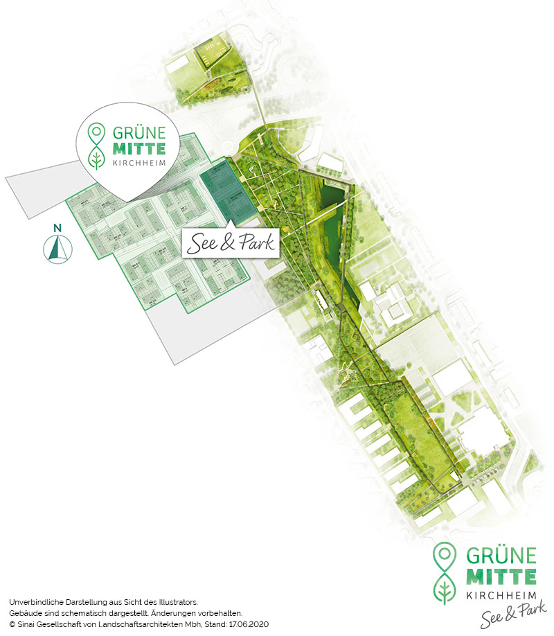 Immobilie Kirchheim b. München: Grüne Mitte Kirchheim - See und Park - Gesamtlageplan