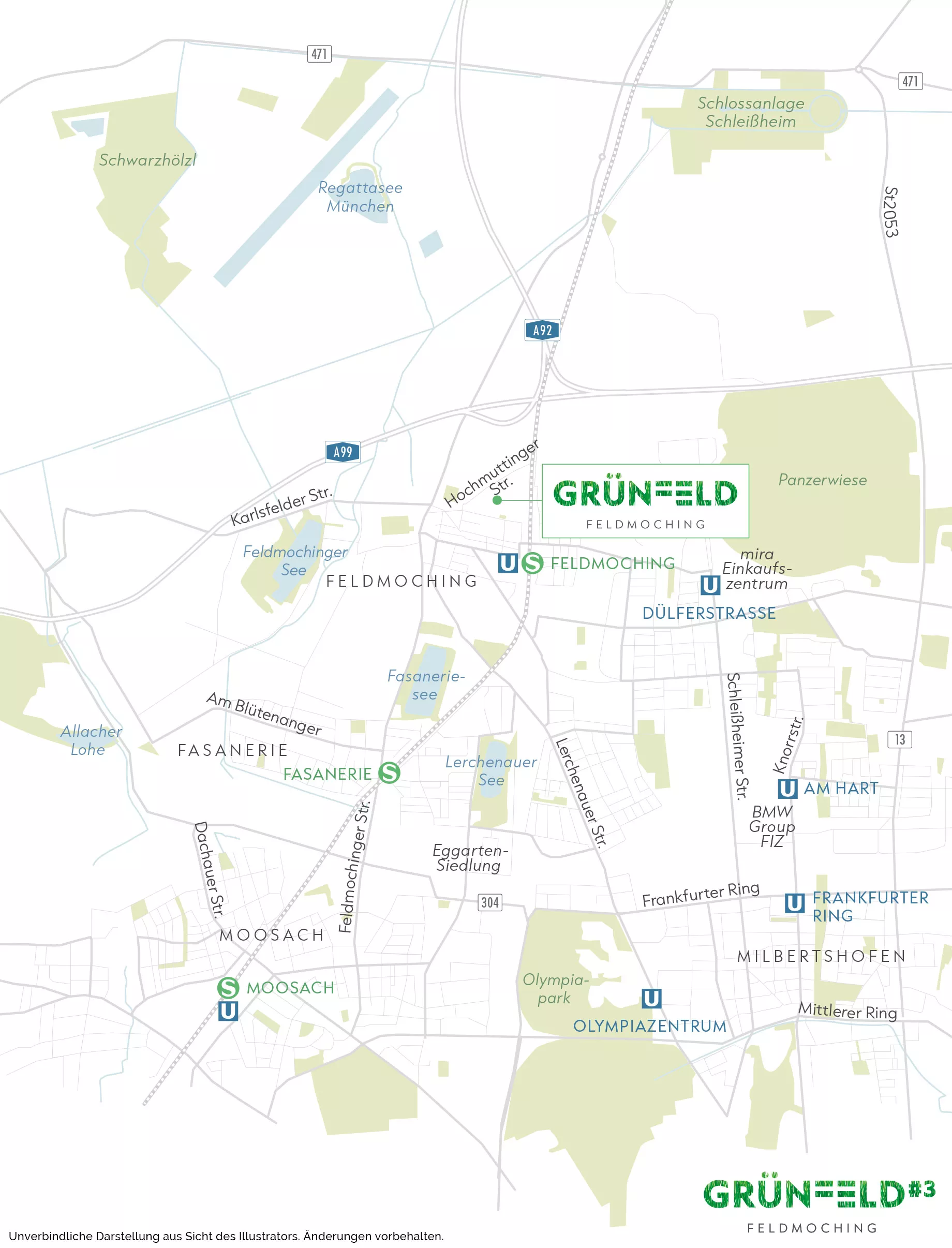 Immobilie München-Feldmoching: Grünfeld3-Feldmoching - Stadtplanausschnitt