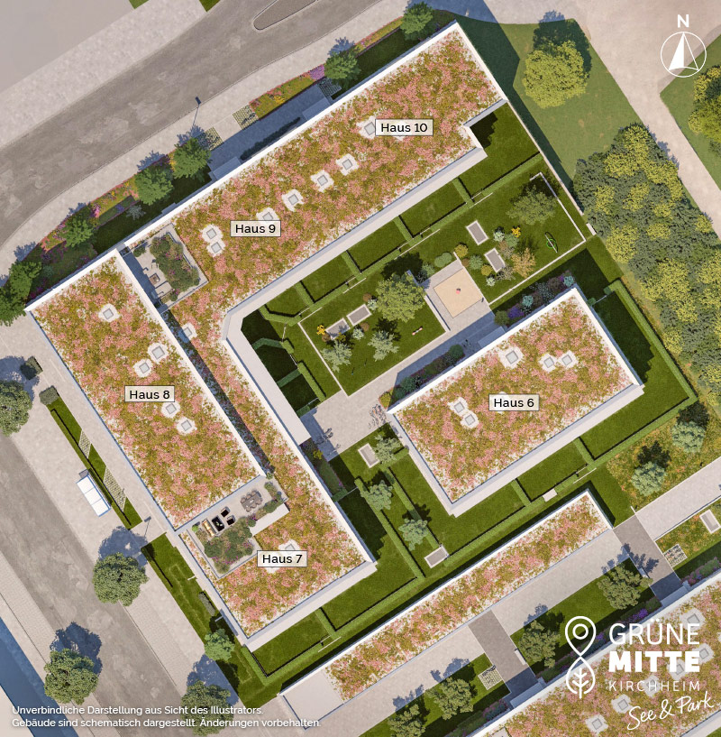 Immobilie Kirchheim b. München: Grüne Mitte Kirchheim - See und Park - Lageplan Häuser 6 bis 10 Immobilie Kirchheim b. München: Grüne Mitte Kirchheim - See und Park - Lageplan Häuser 6 bis 10