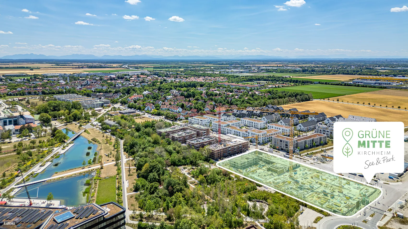 Immobilie Kirchheim b. München: Grüne Mitte Kirchheim - See und Park - Luftbild Immobilie Kirchheim b. München: Grüne Mitte Kirchheim - See und Park - Luftbild