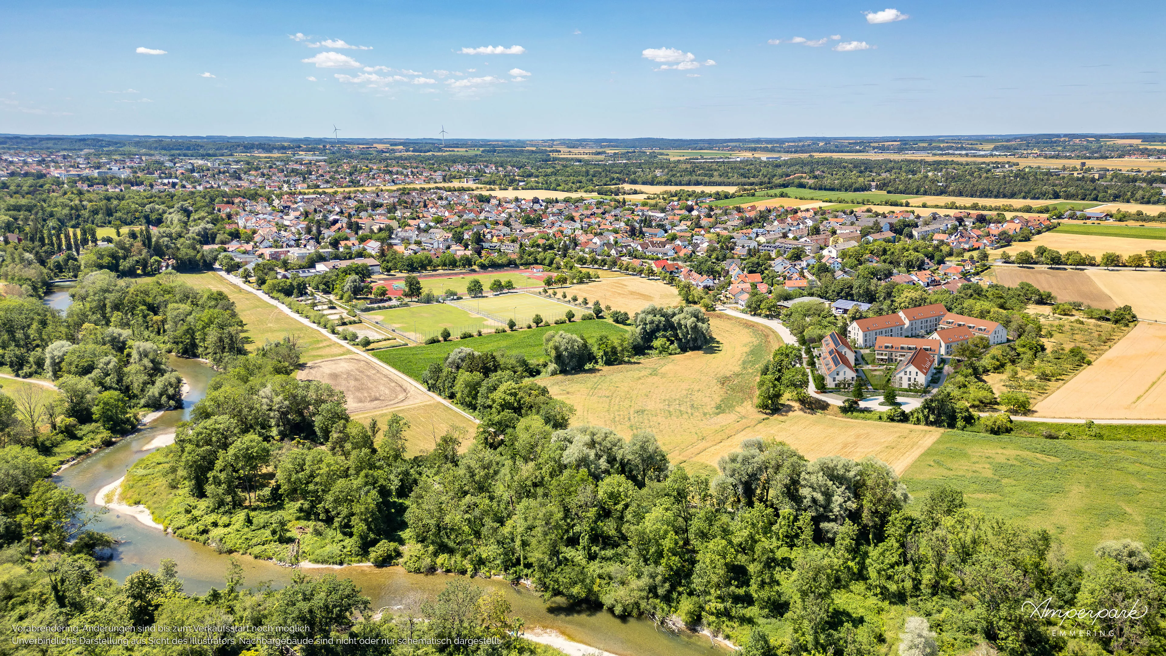 Immobilie Emmering: Amperpark Emmering - Luftbild - Vorankündigung
