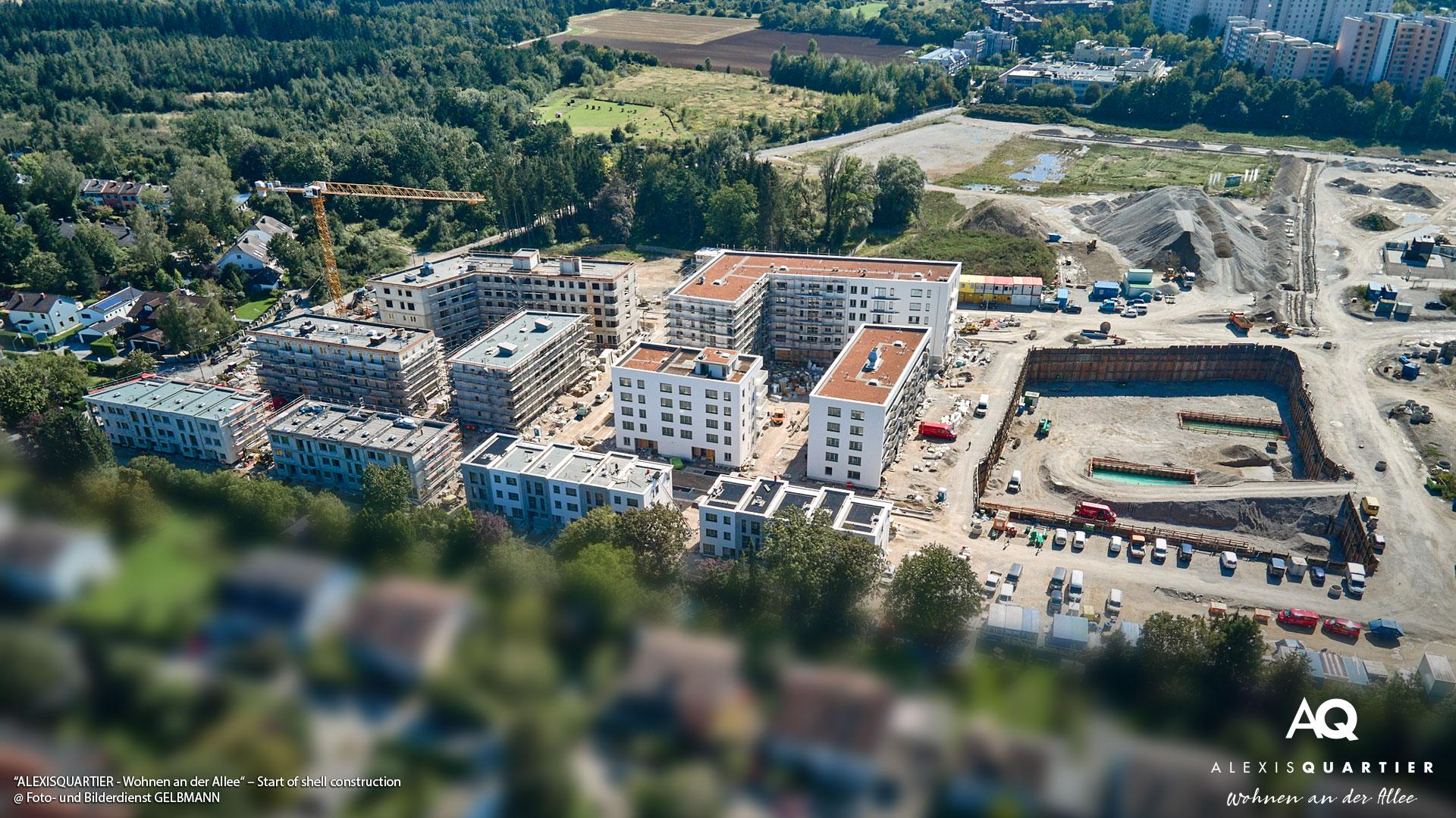 'ALEXISQUARTIER – Wohnen an der Allee' in Munich-Perlach: Start of the shell construction work