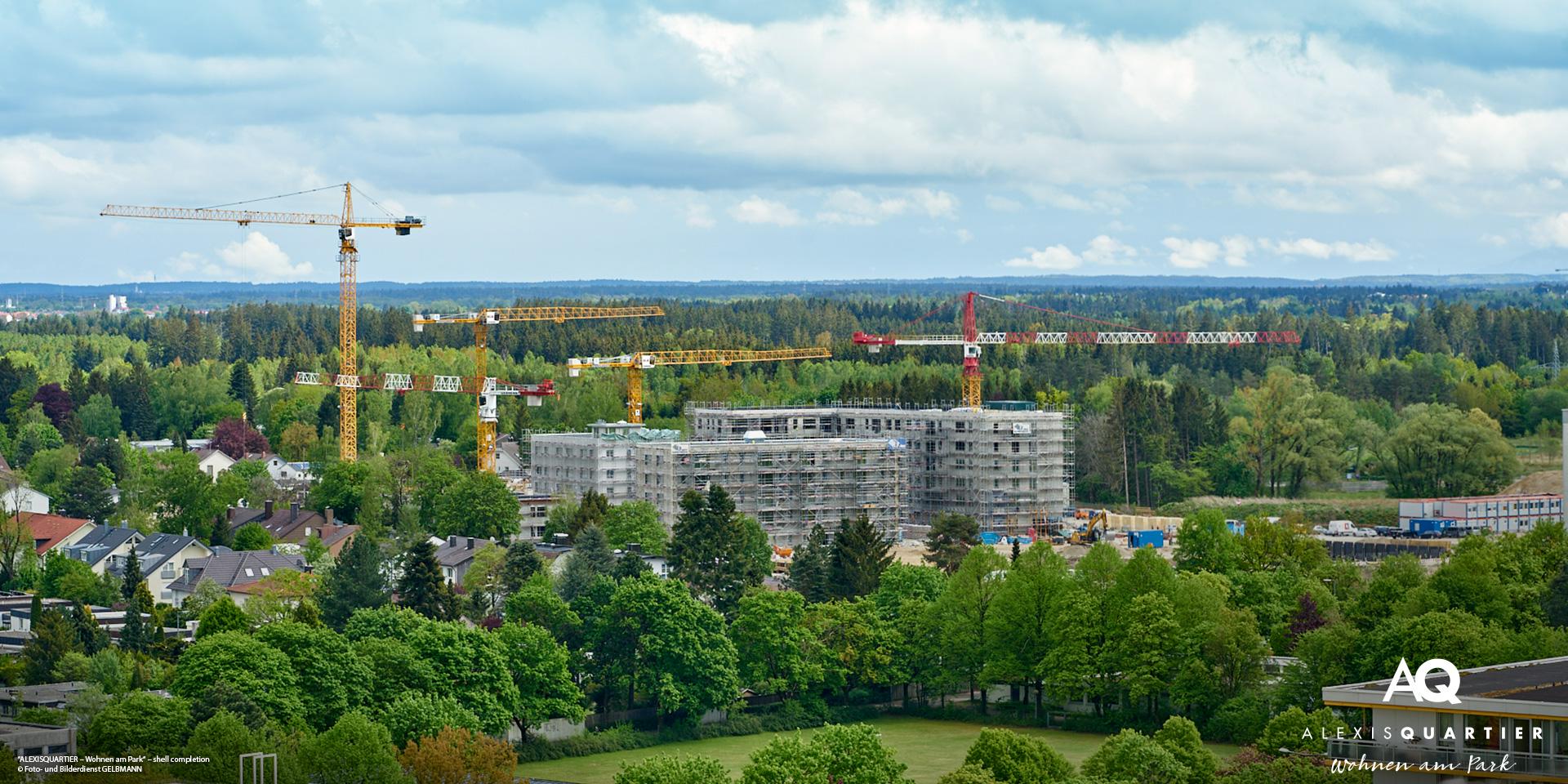 'ALEXISQUARTIER – Wohnen am Park' in Munich-Perlach: Completion of shell construction 