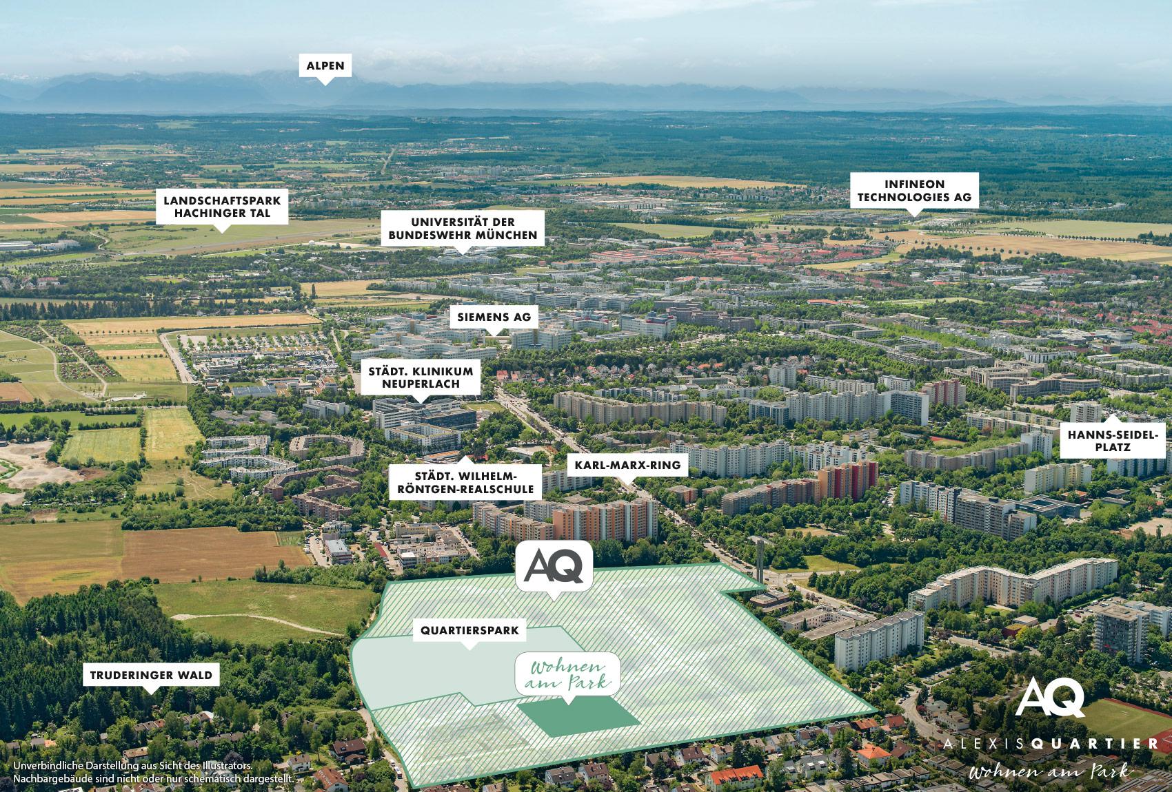 Immobilie Alexisquartier - Wohnen am Park - Gewerbeeinheiten - Luftbild